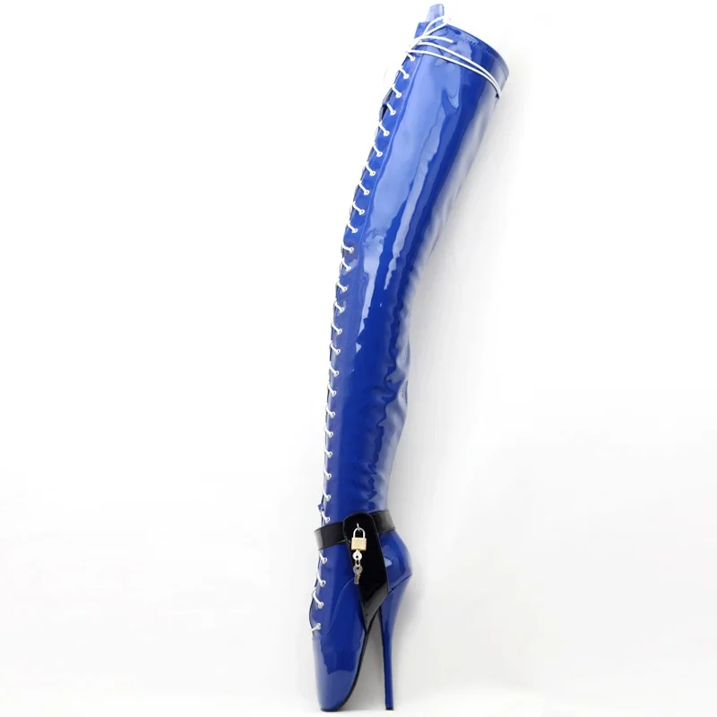 18CM/7 Inch Women Thigh High Ballet Boots Sexy Pole Dancing Shoes Men Cosplay Fetish Corset Dominatrix Black White Silver Big