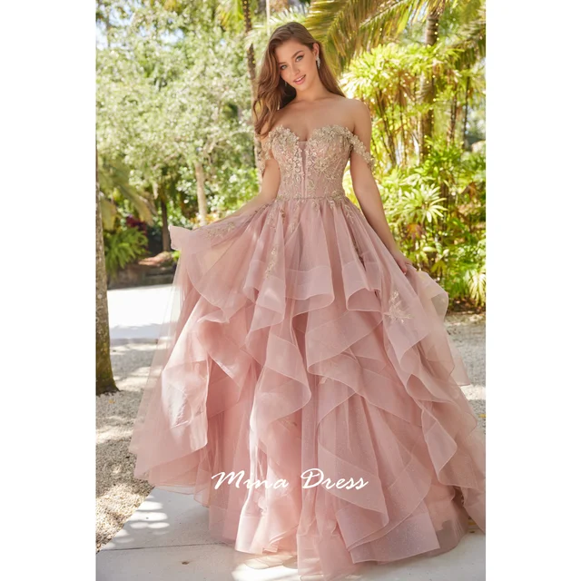 Mina Removable Shoulder Strap Evening Dress Luxury Elegant Party Dresses Woman Customized Backless Sleeveless Lace Applique Prom 1