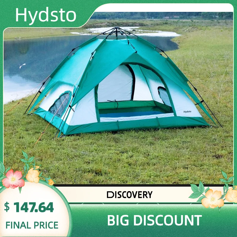 

3-4 Person Fully Automatic Double Layer Waterproof Hiking Camping Tent Easy Setup Pop Up Self Outdoor Large Family Gazebo Tent
