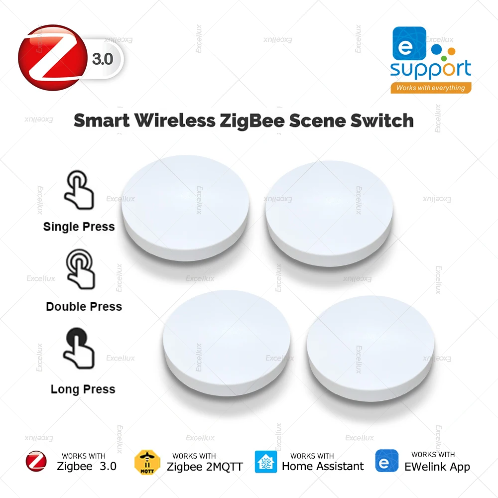 Zigbee สมาร์ทไร้สายปุ่มสวิทช์ฉากอัจฉริยะสวิทช์เชื่อมต่อ Smart Home Automation สนับสนุน Home Assistant Zigbee 2mqtt 1