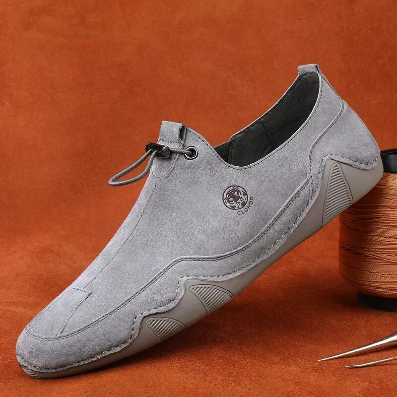 Handmade men leather boat shoes soft sole light anti-slip outdoor flats