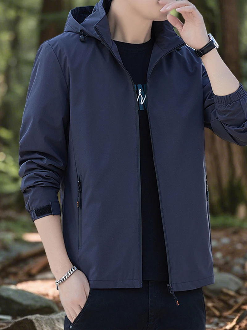 Men's Jackets Outdoor Waterproof Softshell Jacket Hood Men Hiking Camping Outerwear Lightweight Coats Spring and Autumn Hiking Jackets Waterproof Hiking Jackets Waterproof Jacket Waterproof Coats Softshell Jackets
