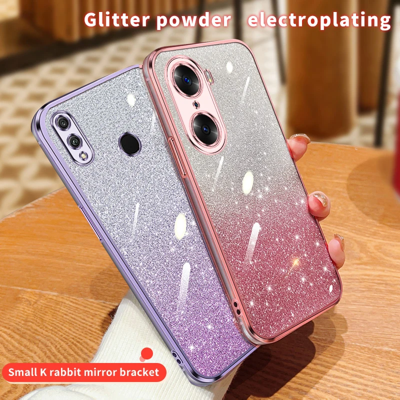 Honorx8 8X 9X X6S X40 Custodia Con Placcatura Glitterata Di Lusso Per Huawei Honor X8 8X 9X X30 X40 X10 X20 X50 X9A 9X Pro 4G 5G Cover Trasparente