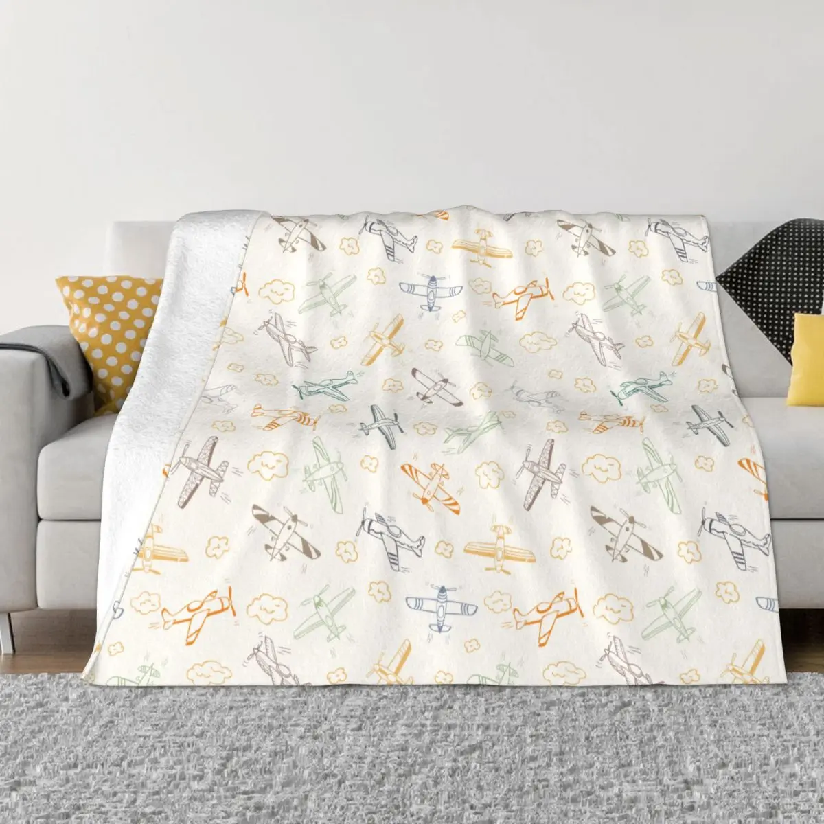 

Cartoon Planes Blankets Flannel Print Multi-function Ultra-Soft Throw Blankets for Bedding Office Bedspreads