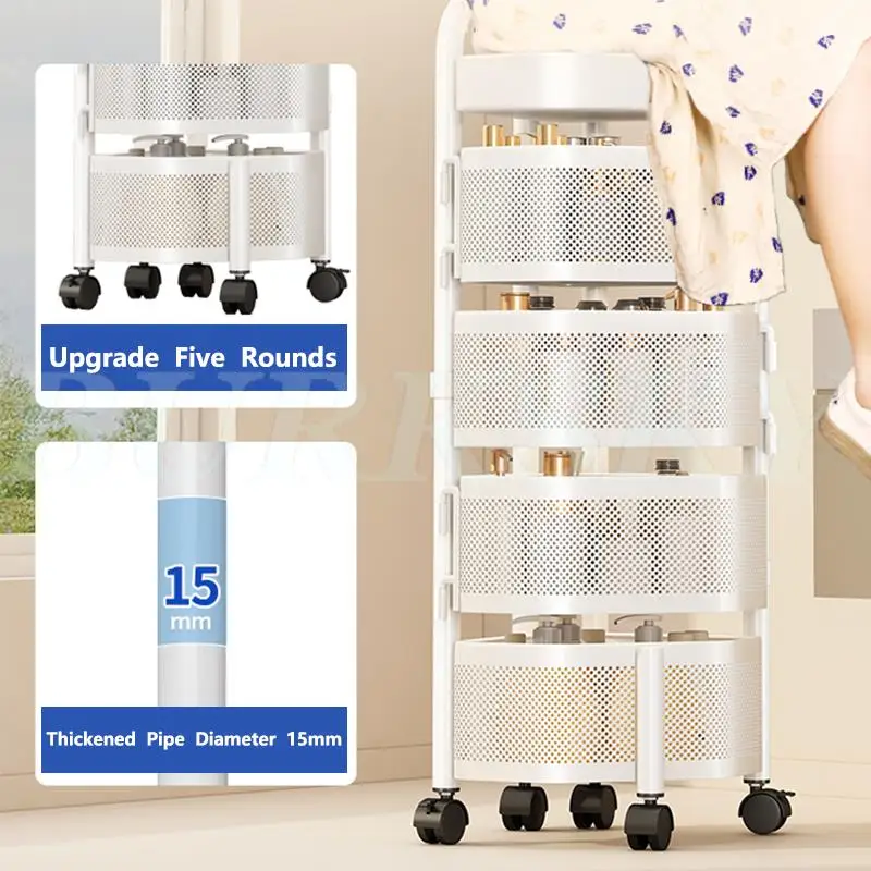 3/4/5 Layers Kitchen Shelves Storage Rack Stainless Steel Storage Racks Metal Corner Floor Snack Rack For Household 5