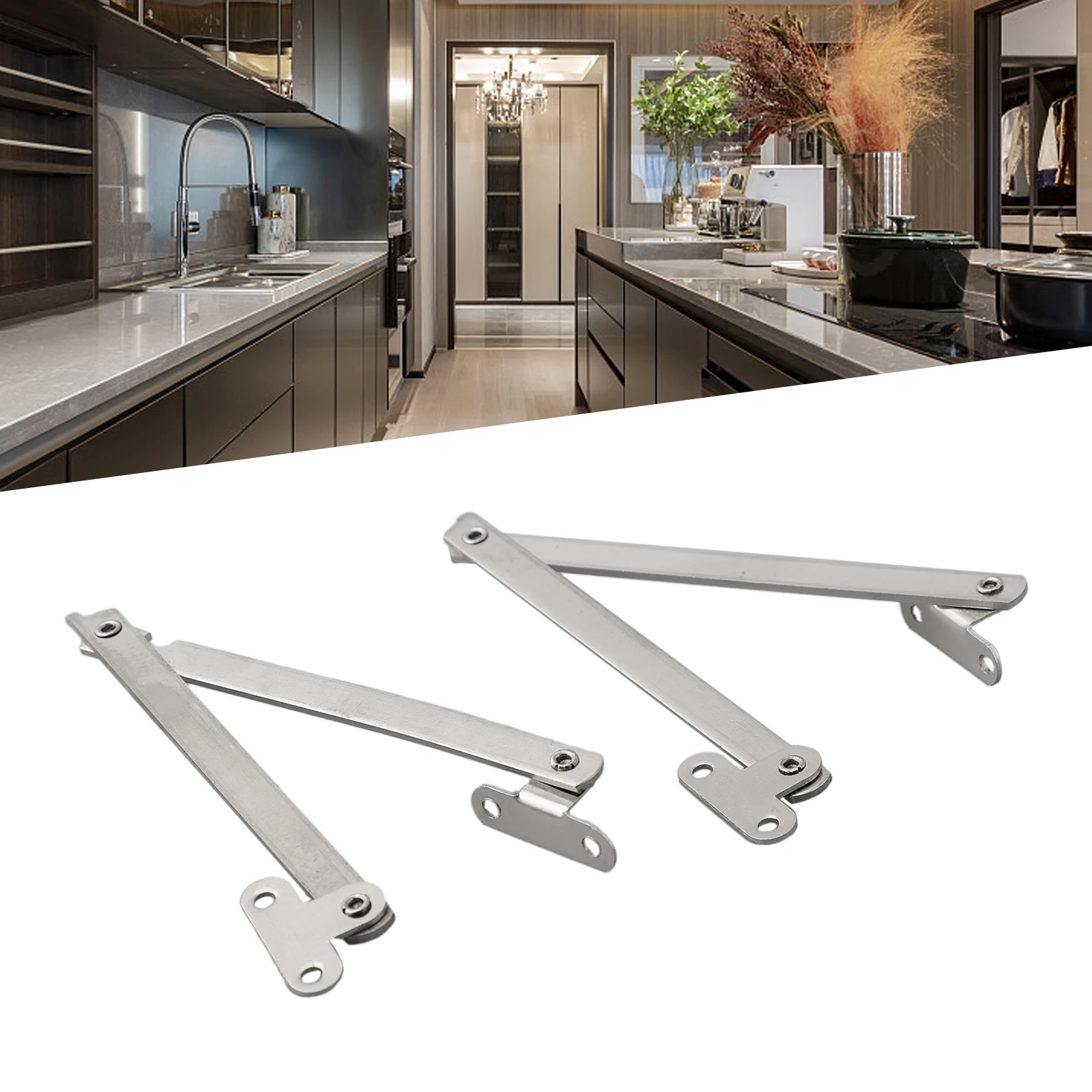 Description Picture 2 of itemStays Hinge 2pcs Hinges Folding Support Lid Support Hinge Stays Hinge Folding For Furniture Cabinet 180 Degree Lid Support