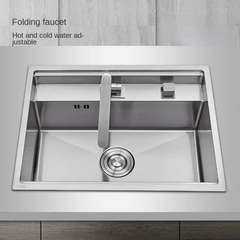 304 Stainless Steel Stylish Hidden Single Sink for Kitchen Cabinet and Countertop Double Covers 4