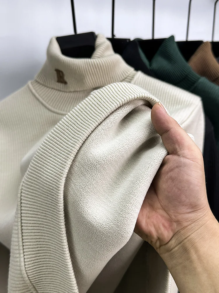 High-End Brand Luxury Men's Embroidered Sweater Autumn Winter Design New Business Casual High collar Knitted Trendy Turtleneck