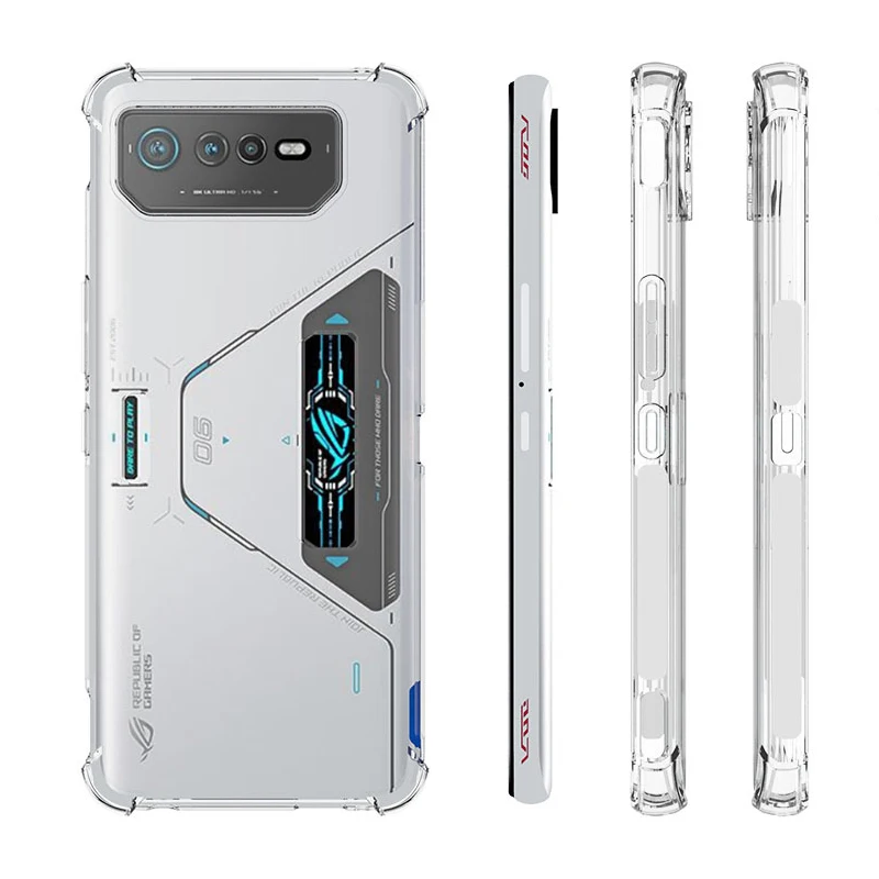 Per Asus Rog Phone 6 Pro 5G Custodia Cuscino D'Aria Antiurto Trasparente Airbag Silicone Tpu Cover Posteriore Morbida Per Asus Rog Phone 6 Pro