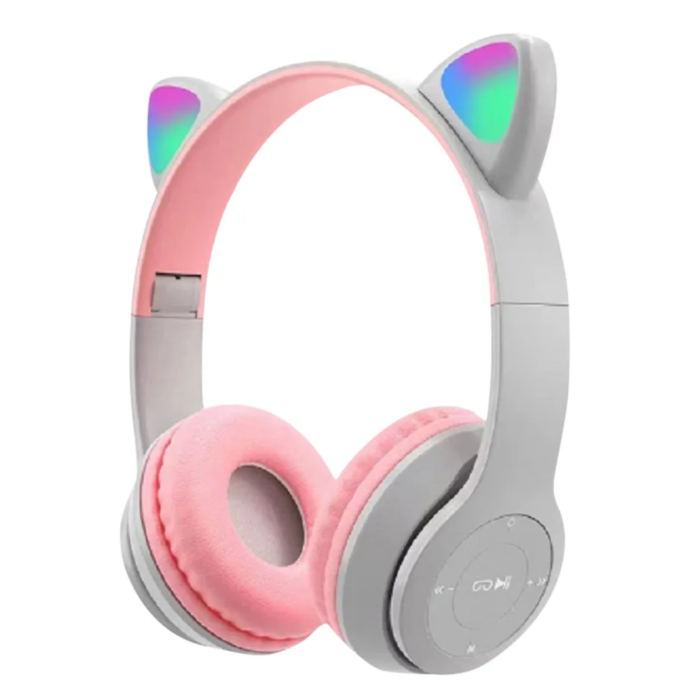 Wireless Bluetoot 5.0 Headphones Cat Ear Gaming Headset Glow Light Helmets Cute Sports Music Headsets For Children Girl Gifts