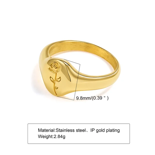 92243-5969f1.jpg Bague Pinky, bague chevalière, bague pour hommes et femmes, bagues chevalières florales en acier inoxydable, bague céleste étoile du nord CZ