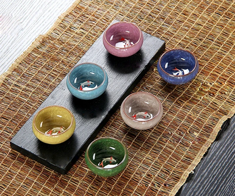 Ceramic Golden Fish China Tea Cup Set Mug Chinese Cups and Mugs Japanese Te Cup Teacup Teacups Jingdezhen Bowl Puer Coffee 6pcs tea cup tea set