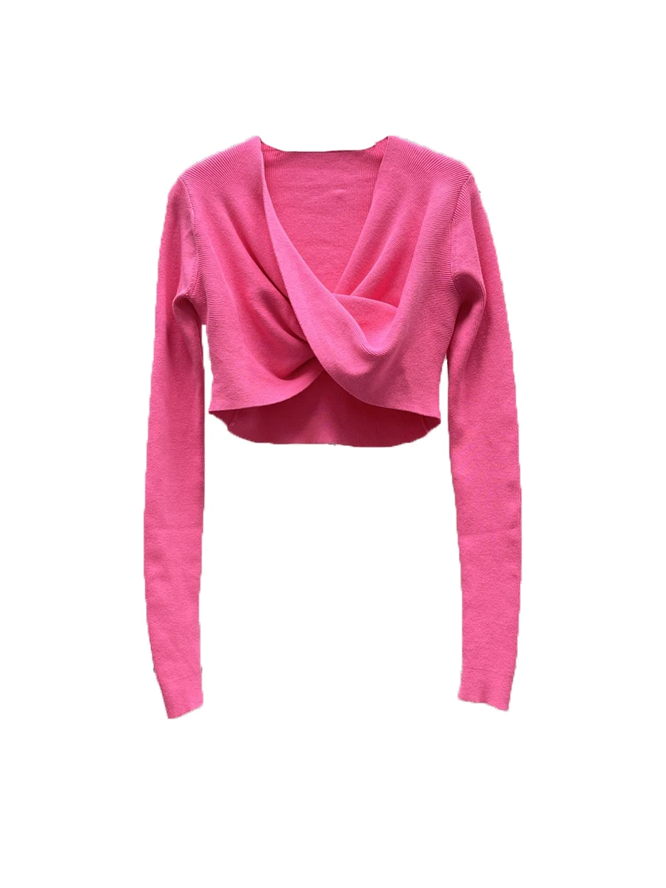 

Knit short top fashion casual simple personality comfortable 2024 fall and winter new 1124