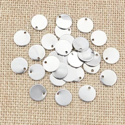 Gold Plated Stainless Steel Round Charm Pendant - 8mm (Stainless Steel)