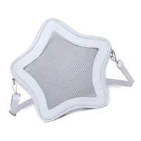 E74B Women School Girl Shoulder Handbag PU Leather Large Capacity Clear Star Shape Crossbody Bag Itabag for Anime Pin Display 2