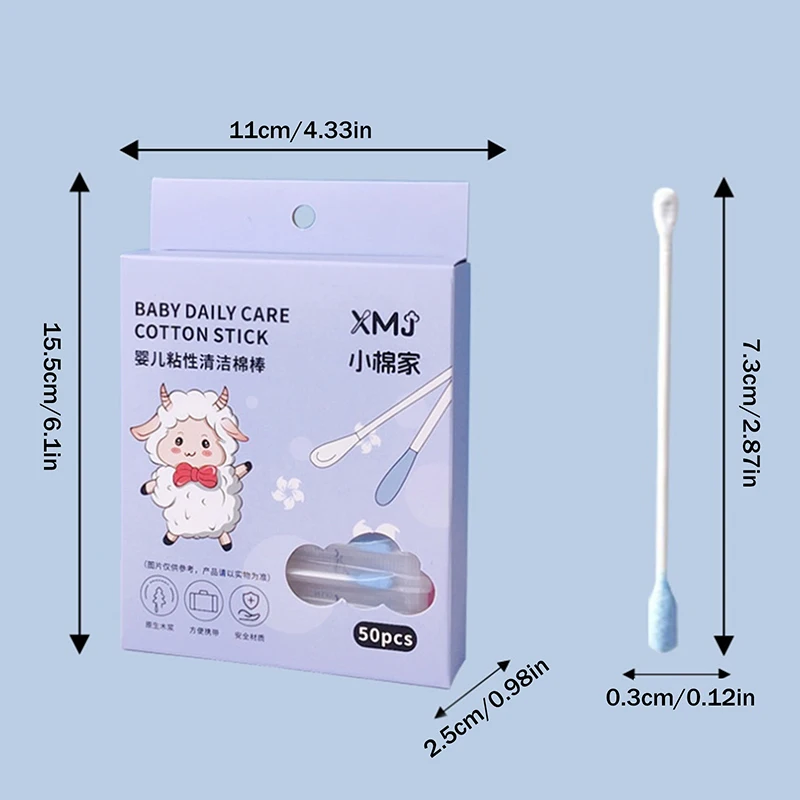 50/100 Pcs Sticky Ear Pick Adhesive Cotton Swab Ear Cleaning Reusable Sticky Ear Sticks Sticky Cotton Swab Ear Cleaning Tool