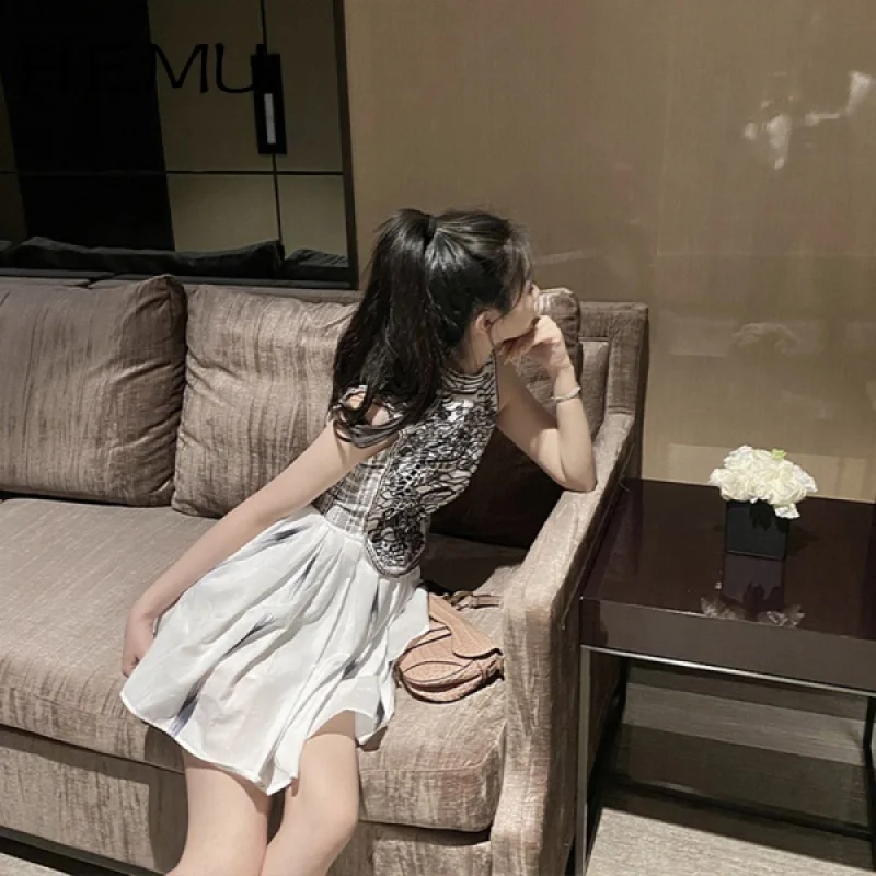 

Hemu Western Style Waist-Tight Slimming A- line Skirt Women's Korean-Style Summer 2021 New Design dress Mini dress