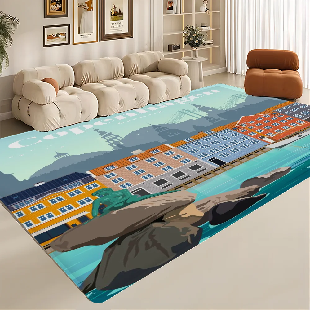 World City Travel Floor Mat Rectangle Anti-slip Home Soft Badmat Front Door Indoor Outdoor Mat Hotel Decor Mat 2