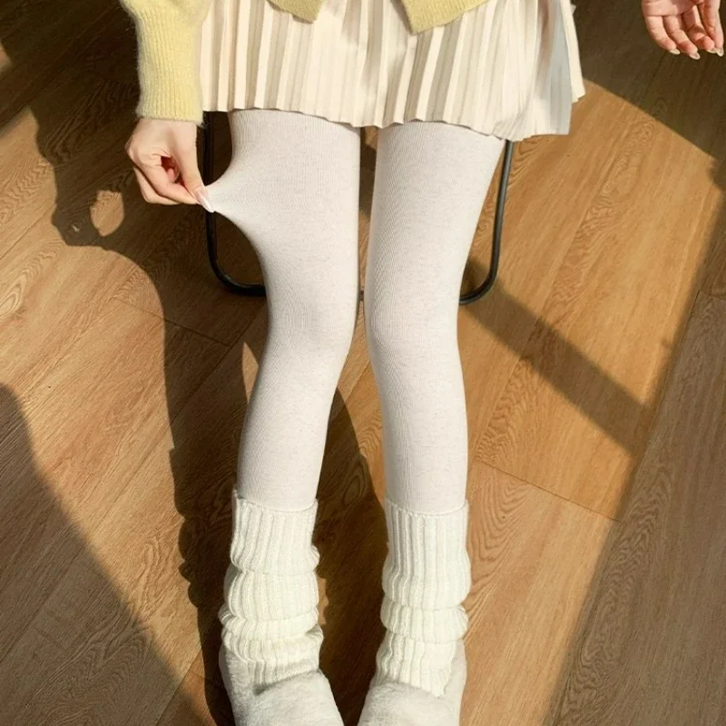 Winter Plush Thicken Leggings for Women Vertical Stripe Thermal High Stretch Stockings Fleece High Waist Slim Stockings Tights