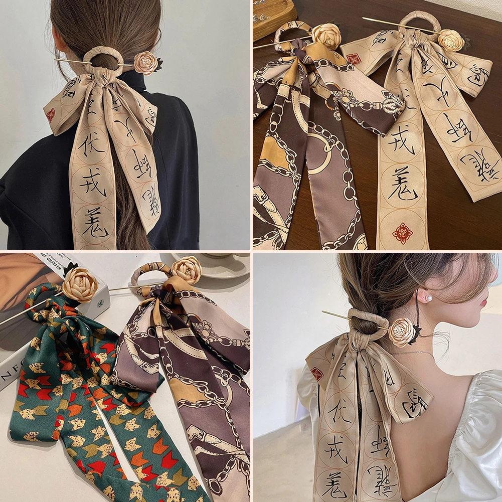

Chinese Style Hair Sticks Vintage Silk Scarf Chopstick Women Hairpins Hair Clip Pin Headwear Wedding Hair Jewelry Accessories