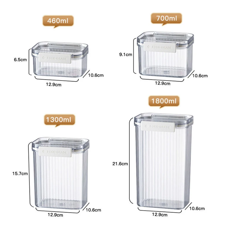 JMH 3 Pcs Air-Tight Storage Containers- Pantry Durable Seal Pot - Cereal  Storage Containers - BPA Free - Clear Containers (760ml, 1150ml, 1500ml)