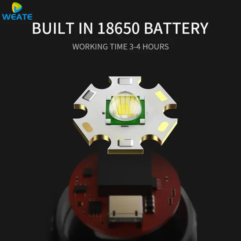 강력한 LED 손전등, 100000 루멘 전술 손전등, 충전식 USB 18650 방수 줌 낚시 사냥 LED 손전등