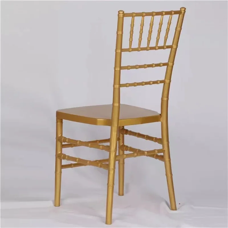 100 Pcs Wholesale Gold Tiffany Resin Plastics Material Detachable Chiavari Chair For Wedding Banquet Hotel Dining Chair