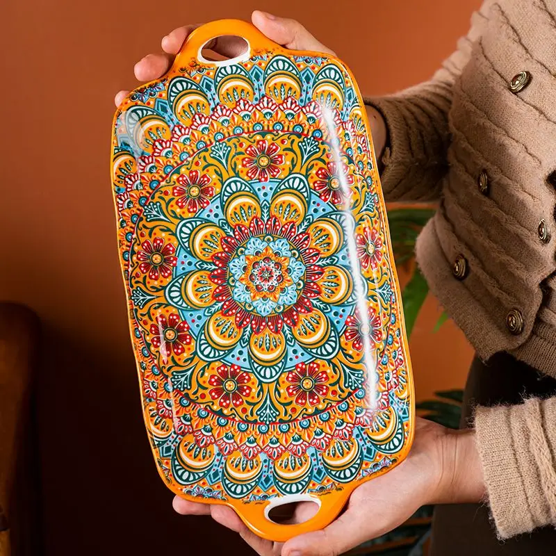 بوهيميا وعاء الأرز السيراميك طبق التقديم الإبداعية...