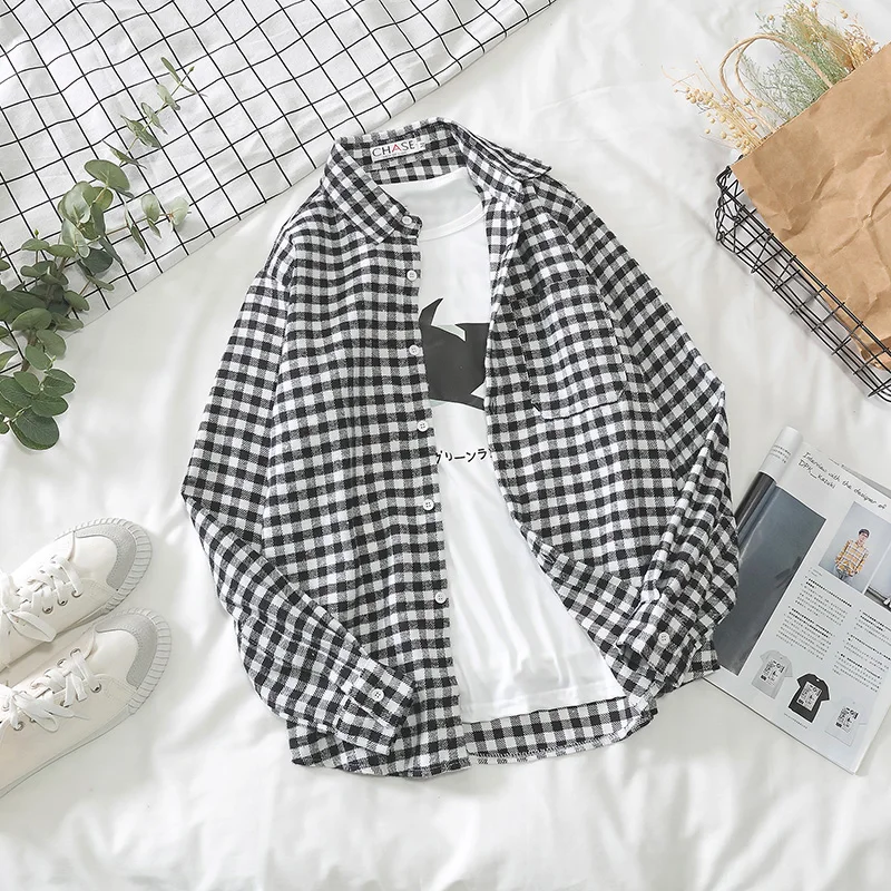 

Men's Dress Shirts Long Sleeve Plaid Button Down Comfortable Cotton Chemise Casual Checkered Blouse New Streetware E53