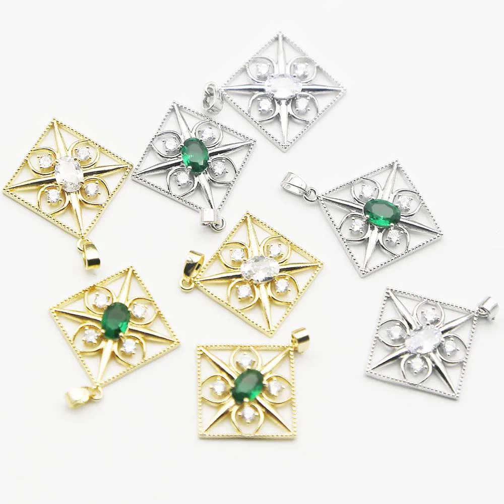Selling Alloy Diamond Pendant Inset Zircon Electroplating Pendant Diy Bracelet Earring Accessories Wholesale 12Pcs Free Shipping