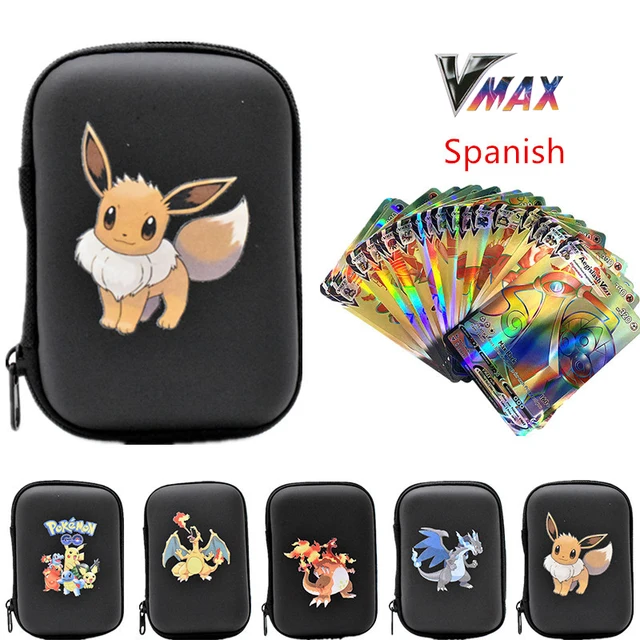 2022 Spanish VMAX Flash Pokemon Pikachu Game Cards 50 Capacity Cards Holder Album Hard Case Card Holder Book Storage Box Toys 3
