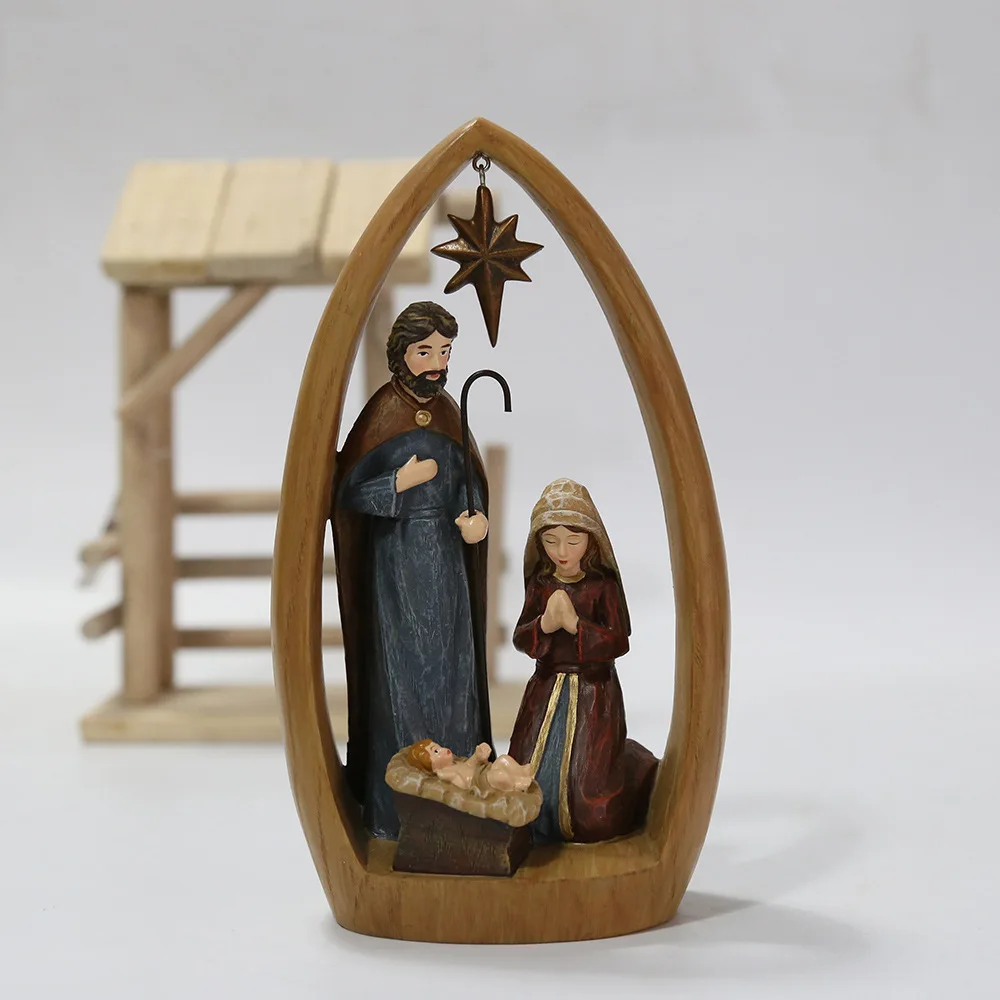 

Jesus Birth Icon Virgin Mary Resin Decorative Ornaments Home Study Decorative Crafts Angel Decoration Figurines Religion