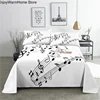 fashion Music Sheet Set Piano Keyboard Music Note Printed Bed Flat Sheet With Pillowcase Polyester Bedding 4