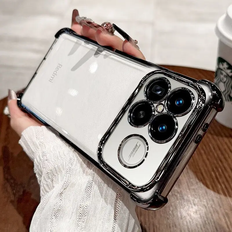 Electroplated Transparent Magnetic Stand Case with Four-Corner Protection