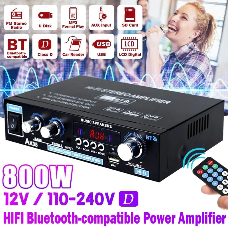 800W2ChannelbluetoothCarAmplifierStereoSoundAmplifierHIFI