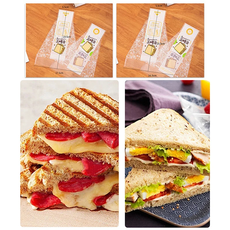 Sandwich Plastic Packaging Bags 100 Pcs For Bread Birthday Party