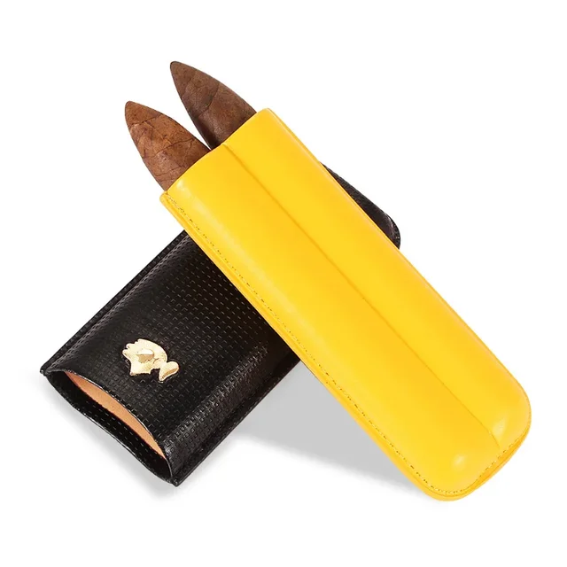 Leather Portable Cigar Humidor Holds Two Cigars Case Smoking Accessories Travel Cigar Accessories Gifts - Image 4