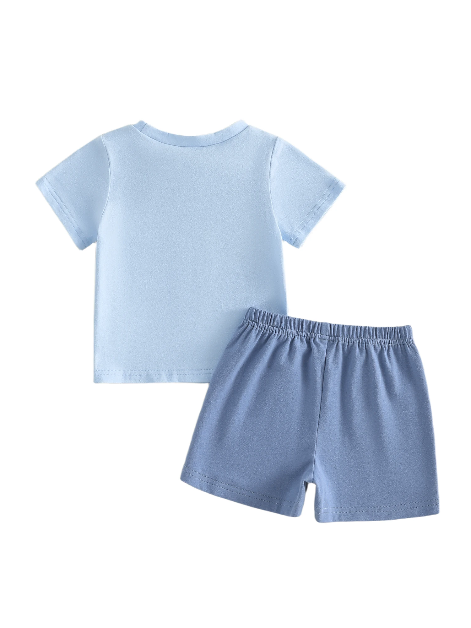 طقم ملابس صيفي للأطفال الصغار من الأولاد، قميص بأكمام قصيرة مطرز بشجرة جوز الهند، وشورت، طقم ملابس لطيف