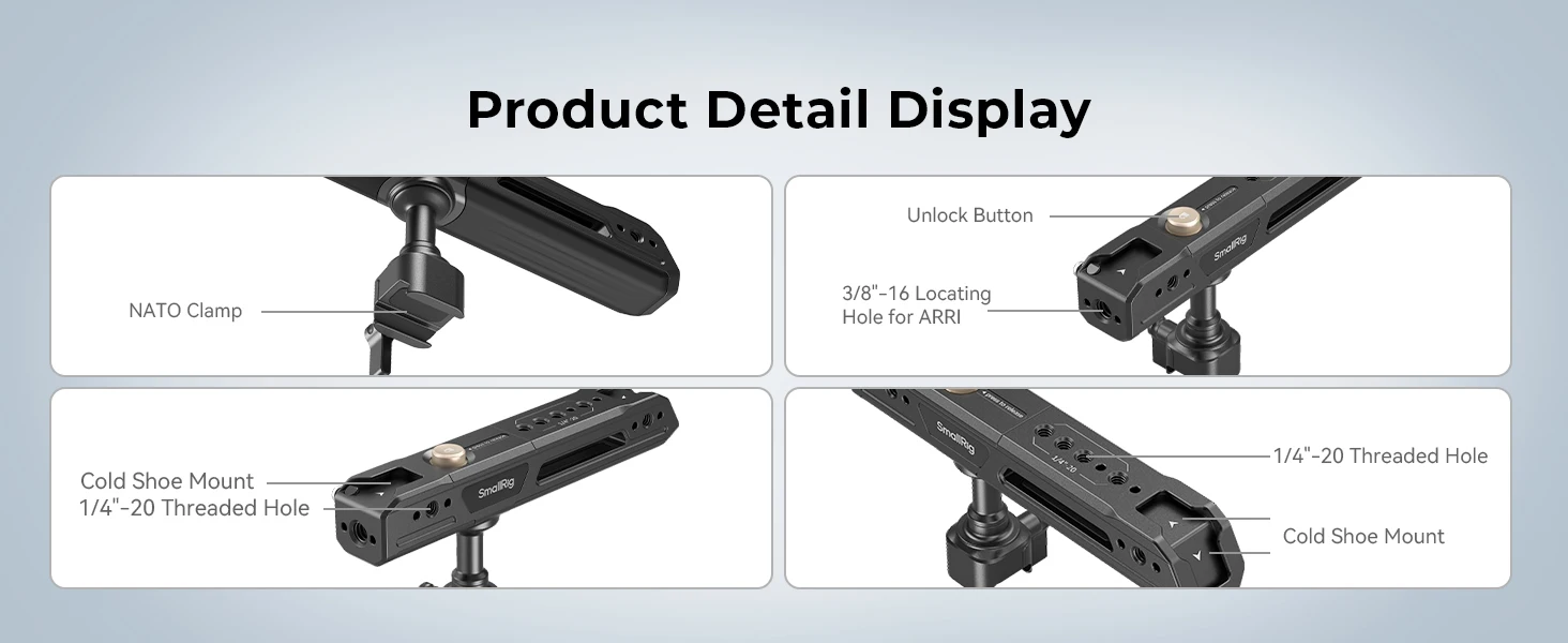 Rotating Top Handle with NATO Clamp Lightweight NATO Top Handle for Camera Cage