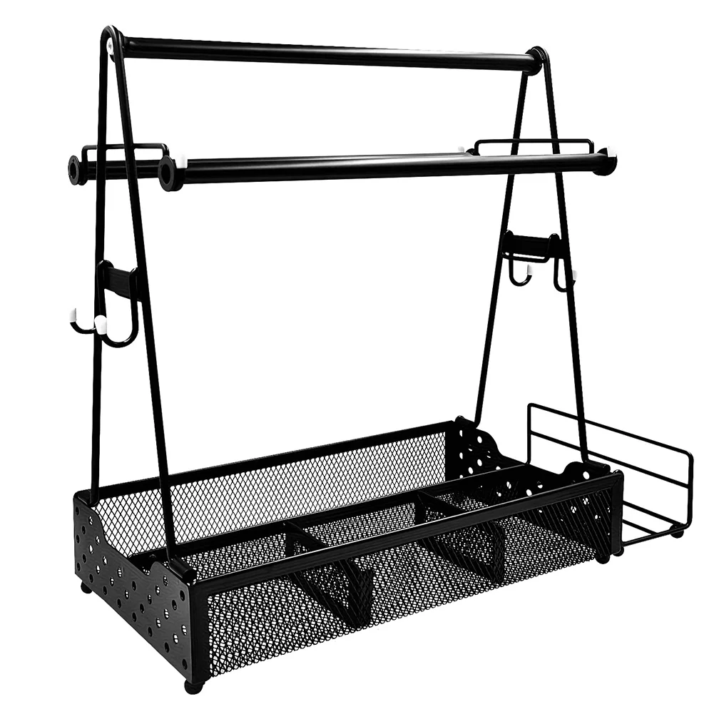 Picnic Grill Condiment Caddy with Paper Towel BBQ Accessories Storage Organizer for Griddle Grilling Tool RV Patio Camper Must