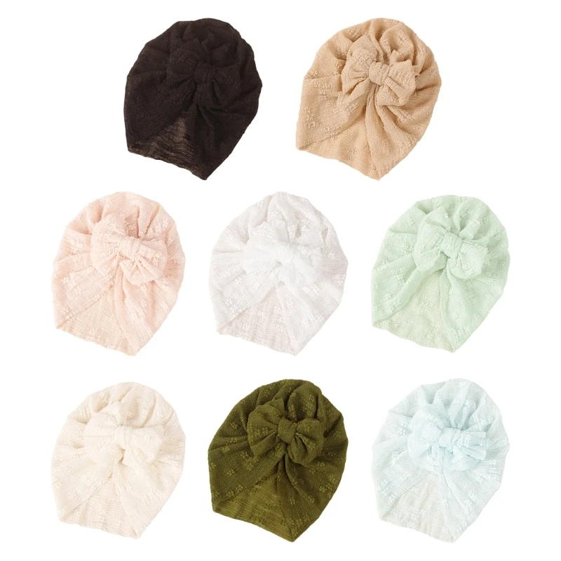 

Newborn Indian Cap Soft Breathable Hospital Hat with Large Bowknot Baby Mesh Beanie Infant Stretchy Windproof Cap