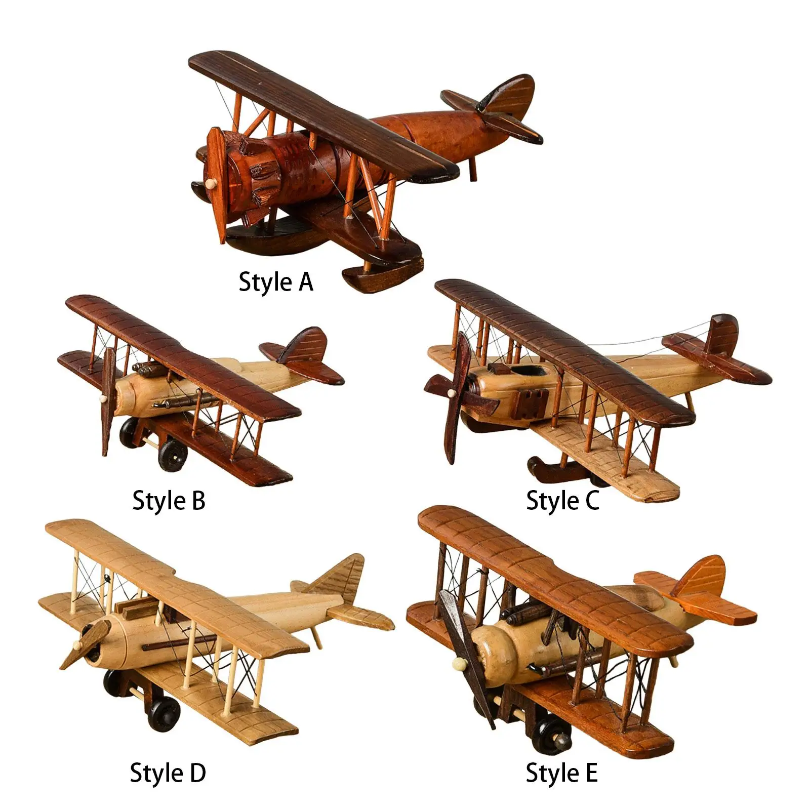 

Wooden Biplane Ornament Collectible Plane Photo Props Small Handcraft Aircraft Model Vintage Airplane Decor for Bookcases