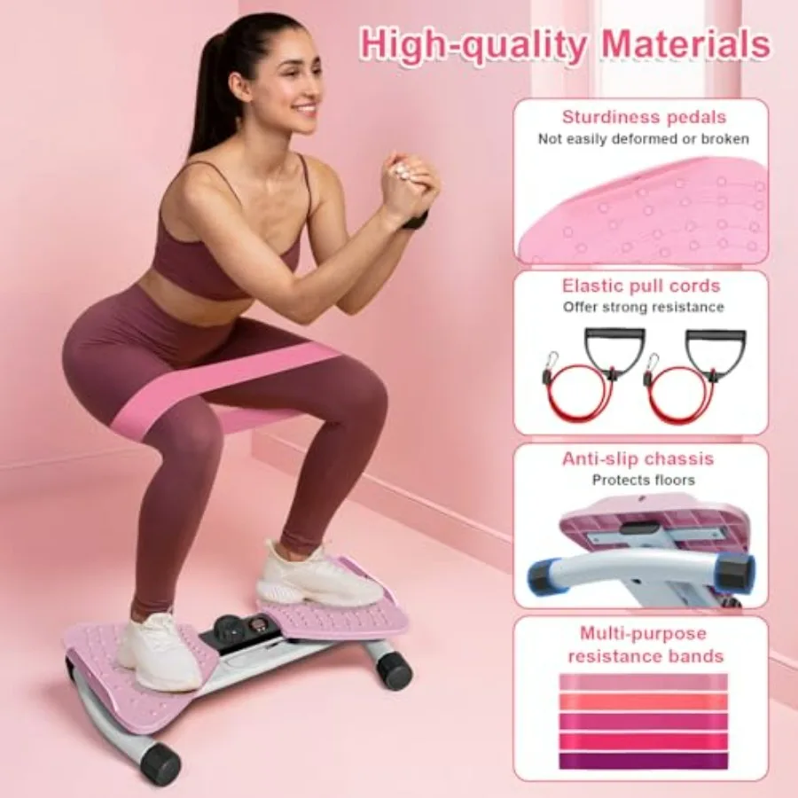 Waist Twister Machine Exercise, Adjustable Ab Twister Board with Digital Display, Waist Twister with 5 Resistance Bands, 450lbS