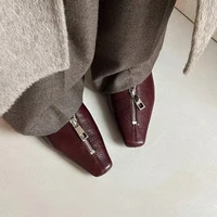 Fashion High Heels for Women New High Quality Square Toe Zipper Low Heel Leather Shoes Casual Trend Hot Selling Women's Shoes 2