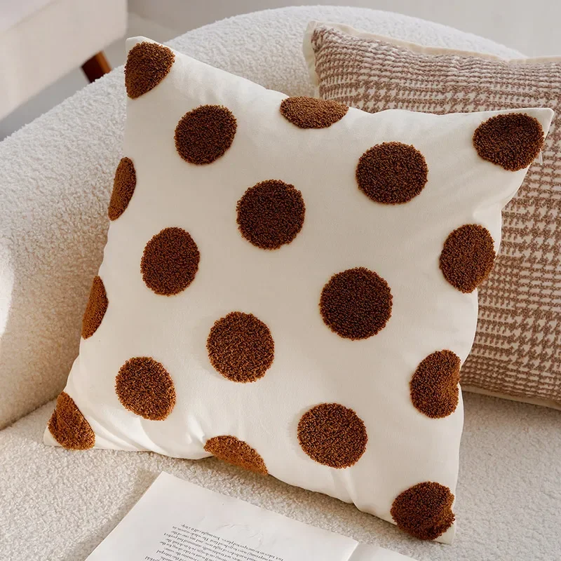 Luxurious Brown French Stamped Decorative Pillow Cover - Elegant Waist Cushion Decor