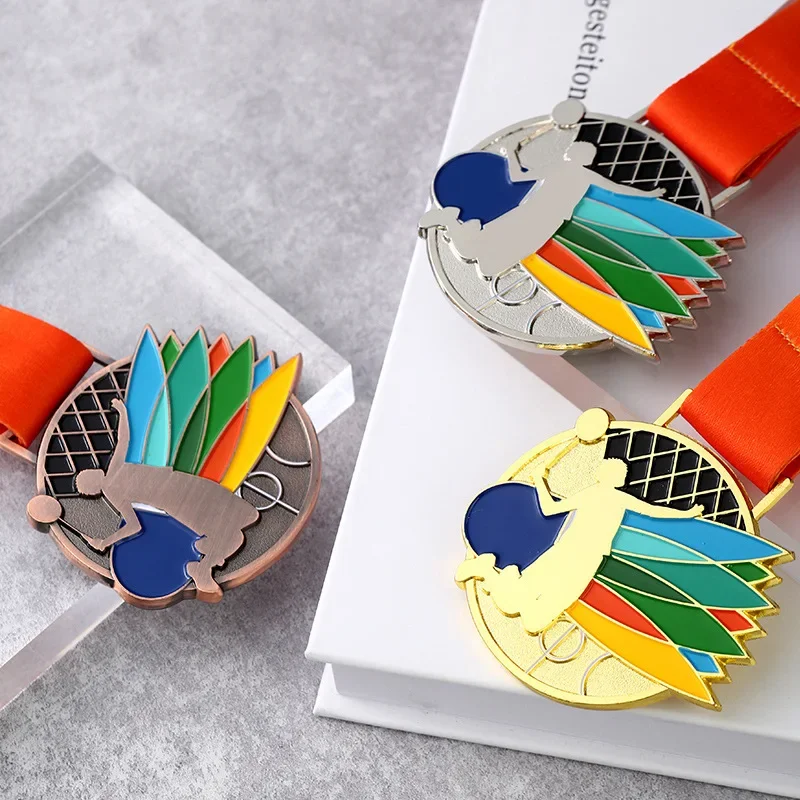 Customized Metal Commemorative Gold Medal, Badminton, Hanging Neck Medal Honor, Sports Competition, Enterprise Team Decor, 10Pcs
