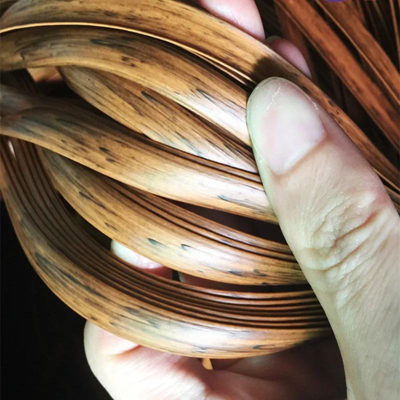 Wood Grain Color/Brown Printing Gradient Flat Synthetic PE Rattan Weaving Material Plastic Rattan for Knit And Repair Chair Ect