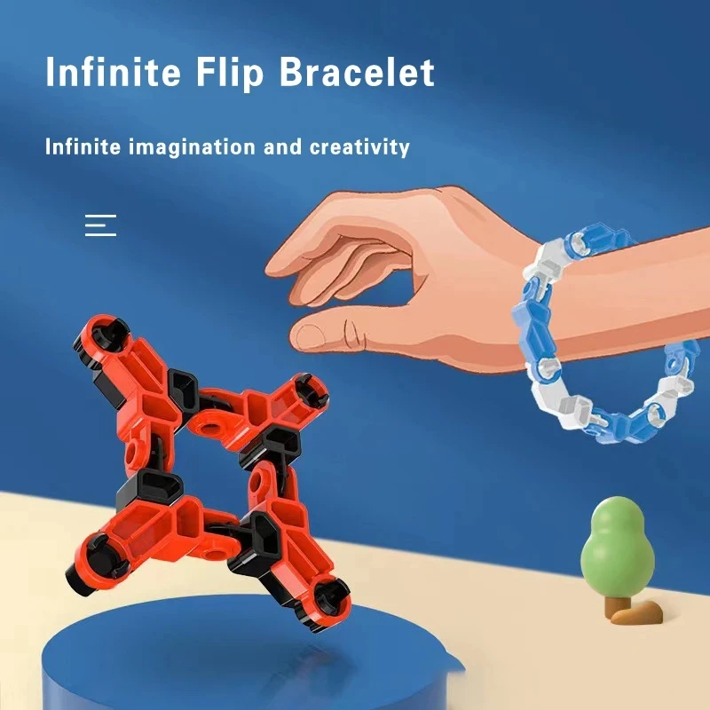 

Flip Toys For Children Stress Relief Toy Adults Antistress Hand Chain Christmas Sensory Toys Decompression Massage Bracelet