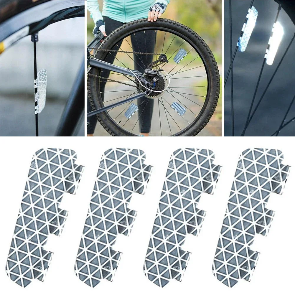 4Pcs/Set Bike Reflective Sticker Wheel Spoke Reflector Safety Warning MTB Bicycle Wheel Rim Reflective Clip Reflector Strips bicycle parts bicycle wheel stickers