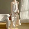 Silk glossy Hanging Suspender Dress With Feminine Temperament, spring And Summer high-end Solid Color Long Skirt 4